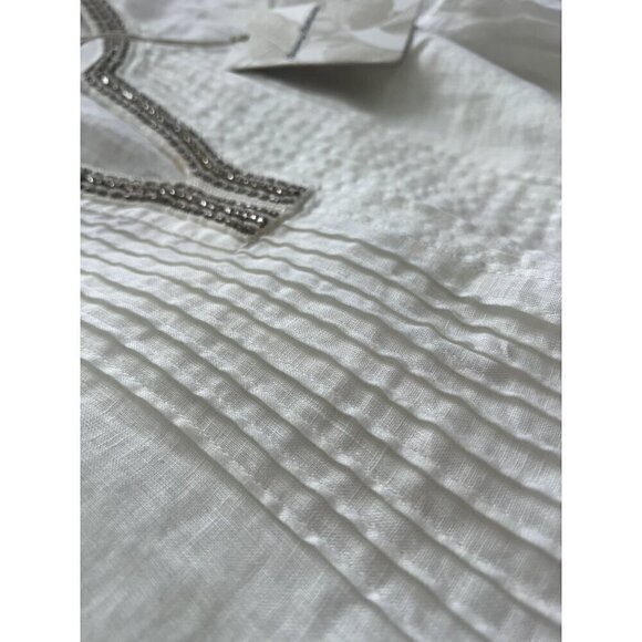 NWT Tommy Bahama Women's White Linen Long Sleeve Tunic Blouse Size Medium - Picture 4 of 13